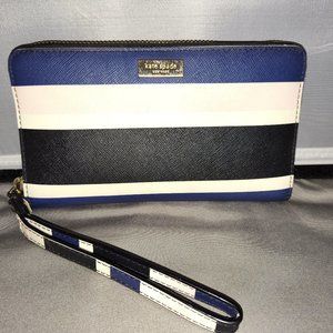 Kate Spade Striped Blue Black Wristlet
